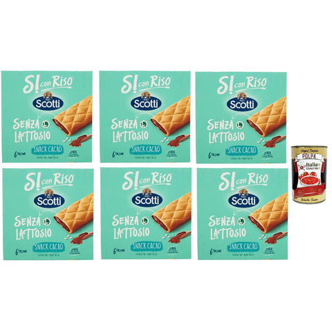 Riso Scotti Si con Riso, Barretta Snack con Farina di Riso e Ripieno al Cacao 6x150g Original italienisch Reis