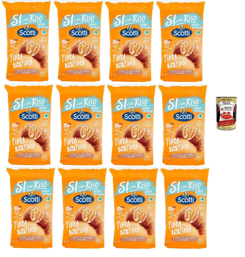 Italian Gourmet Snack Kuchen & Backwaren Riso Scotti Si con Riso Cornetti Senza Lattosio Fibra Più Fibra, Croissant mit vollem Mehl mit Honig, Laktose ohne Palmöl, mit Mutterhefe 12x 250g + Italian Gourmet polpa 400g 8032804040014