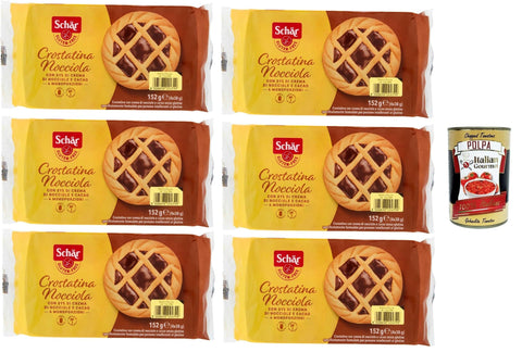 Italian Gourmet Snack Kuchen & Backwaren Schär Crostatine alla nocciola senza glutine e senza frumento, Glutenfreie und weizenfreie Haselnusstörtchen kuchen, gluten free snack 6x 152 + Italian Gourmet polpa 300g 8032804040014