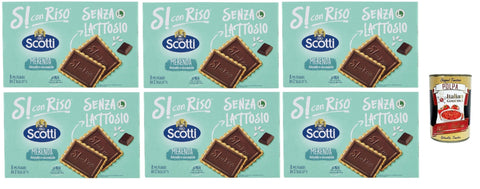 Italian Gourmet Snack Kuchen & Backwaren Si con Riso - Biscotto Cioco - Schoko Kekse, Laktose -freie und palmenfreie Kekse, Lactose -free biscuits 6x 200 g + Italian Gourmet polpa 400g 8032804040014