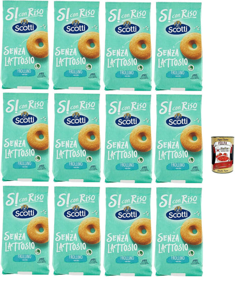 Italian Gourmet Snack Kuchen & Backwaren Si con Riso - Frollino con Riso - Laktose -freie und palmenfreie Kekse, Lactose -free biscuits 12x 350 g + Italian Gourmet polpa 400g 8032804040014