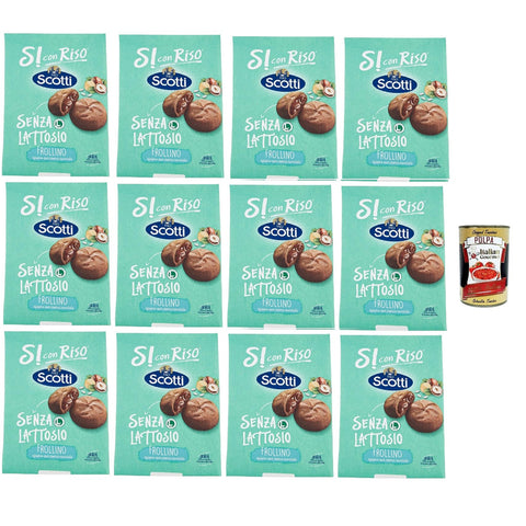 Si con Riso Frollino Ripieno alla Crema alla Nocciola Kekse mit Haselnusscreme gefüllt, Laktose freie und palmenfreie Kekse, Lactose free biscuits 12x 200 g italienisch Original