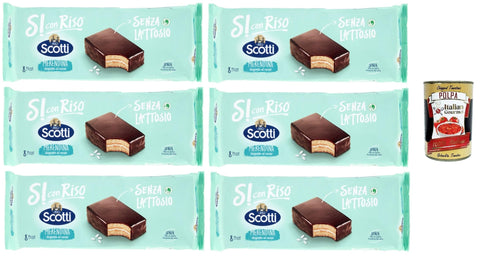Italian Gourmet Snack Kuchen & Backwaren Si con Riso - Merendina Ricoperta con Cioccolato, Kuchen mit Schokolade bedeckt, Laktose -freie Süße Snacks, Palmöl ohne, 6x 264g + Italian Gourmet polpa 400g 8032804040014