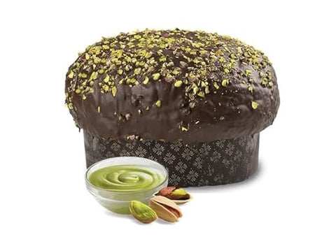Italian Gourmet Snack Kuchen & Backwaren Sicilyum Artisan Panettone mit Pistaziencreme – Mit Zartbitter-Schokolade – Langsame Gärung mit Sauerteig 1Kg