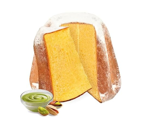 Italian Gourmet Snack Kuchen & Backwaren Sicilyum Pandoro mit Pistaziencreme aus Sizilien – – Inklusive Pistaziencreme im Spritbeutel – 800g Pandoro + 200g Pistaziencreme