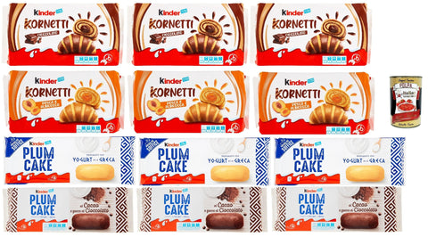 Italian Gourmet Snack Kuchen & Backwaren Testpaket Kinder, Croissant neu Kuchen Kornetti Kakao und Apikose Plumcake kakao und Yougurt, 12 Stück + Italian Gourmet polpa 400g 8032804040014