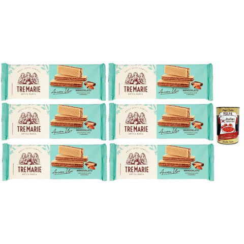 Tre Marie Ancora Uno Wafer Mandorlato Waffeln gefüllt mit Milchschokolade Creme und gehackten Mandeln 6x 140 g italienisch Original