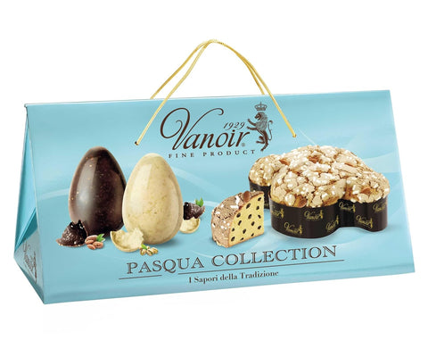Italian Gourmet Snack Kuchen & Backwaren Vanoir Pasqua Collection Geschenkset,Italienische Osterspezialitäten mit Schokoladeneiern und Colomba,Weiße Schokolade mit Pistazien, Zartbitterschokolade mit Mandeln, Colomba mit Schokoladenstückchen