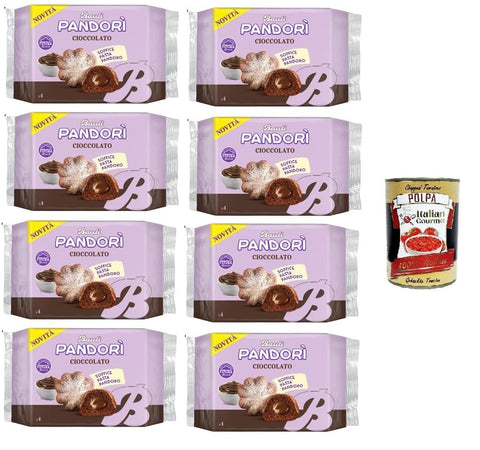Italian Gourmet Snack Kuchen Bauli Pandori' Cioccolato,Pandorì-Schokolade weiche Pasta Pandoro, Spezialität des italienischen Gebäcks, traditionelle Pandoro-Art 8x 178gr + Italian Gourmet polpa 400g 8032804040014