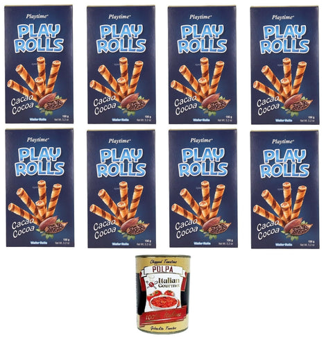 Italian Gourmet Snacks Playtime- PlayRolls Kakaogeschmack 8x 150gr + Italian Gourmet polpa 400g 8032804040014