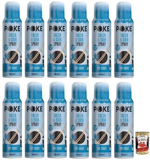 Italian Gourmet Sojasaucen 12x Fratelli Mantova Salsa di Soia Spray,Sojasauce für Poke,Glutenfrei 100ml + Italian Gourmet Polpa di Pomodoro 400g Dose 8032804040014