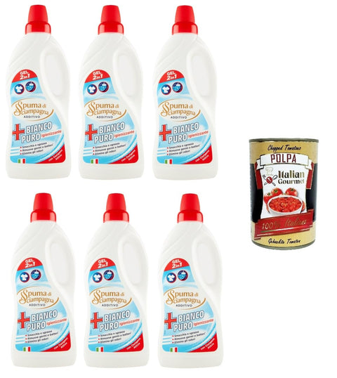 Italian Gourmet Spezialwaschmittel Spuma di Sciampagna- Bianco Puro Additivo igienizzante Reinweißer Desinfektionszusatz 6x1lt + Italian Gourmet polpa 400g 8007750085037
