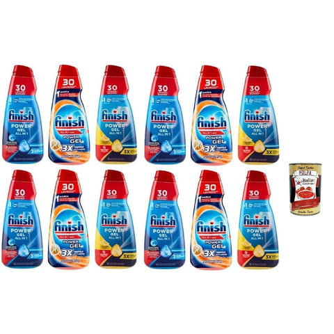Finish Testpaket Powergel Flüssigwaschmittel für die Spülmaschine, multifunktional, entfettende Wirkung, 30 Wäschen 12 x 600 ml italienisch Original