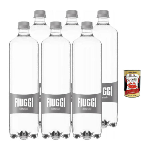 Fiuggi minerale naturale oligominerale PET Natürliches Mineralwasser mit niedrigem Mineralgehalt PET 6x1 L 1 L italienisch Original Pastasauce + kostenlos polpa