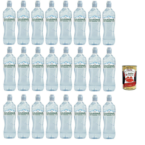 Levissima Acqua Minerale Naturale Natürliches Mineralwasser Natural Sport 100% R-PET* perfekt für Ihre Regeneration 24x75 cl italienisch Original Pastasauce +
