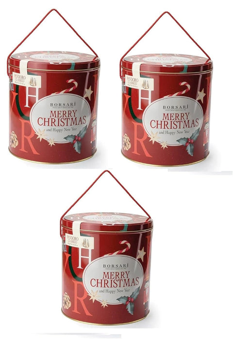 Italian Gourmet Stollen 3x Borsari Pandoro In Latta Merry Christmas Pandoro in der Dose Frohe Weihnachten 1kg