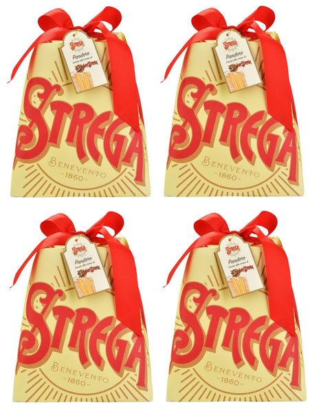 Italian Gourmet Stollen 4x Alberti Strega Pandoro con Crema Strega Weihnachtskuchen Gefüllt mit Strega-Creme 1Kg 8001975070700