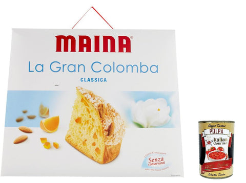 Maina Colomba Classica klassische Colomba mit kandierter Orangenschale und Mandel-Haselnuss-Puderzucker aus Piemont 1 kg 4x italienisch Original Gebäck + gratis
