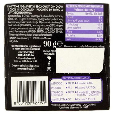 Bauli Mini Panettone Moro Mini Panettone Moro mit Schokoladenstückchen 8x 90gr italienisch Original
