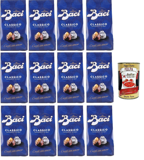 Perugina Baci Classico Pralinen mit Extra dunkle Schokoladenpraline gefüllt mit Haselnüssen 12x125gr italienisch Original