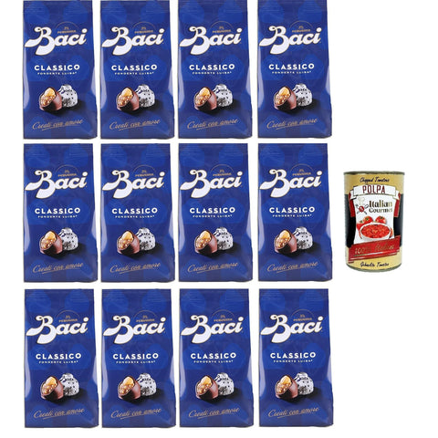 Perugina Baci Classico Pralinen mit Extra dunkle Schokoladenpraline gefüllt mit Haselnüssen 12x125gr italienisch Original