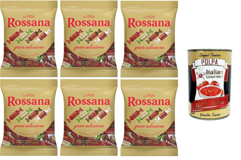 Italian Gourmet Süßigkeitenmischungen Rossana Gran Selezione Caramelle Ripiene Große Auswahl an gefüllten Süßigkeiten 6x 175gr + Italian Gourmet Polpa 400g 8032804040014