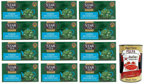 Star Tea Verde Deteinato, Grüner Tee ohne Tein, Packung mit 25 Filtern 12x Original italienisch Getränk