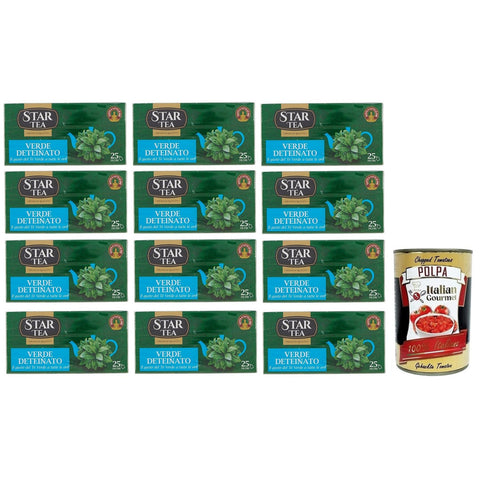 12x Star Tea Verde Deteinato, Grüner Tee ohne Tein, Packung mit 25 Filtern + Italian Gourmet polpa 400gr