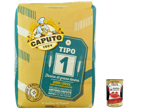 Italian Gourmet Teffmehl 3x Farina Molino Caputo tipo 1 Pizza Napoli Pizzamehl Pizza Mehl 5kg + Italian Gourmet polpa 400g 8014601014634