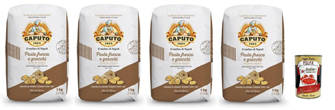 Italian Gourmet Teffmehl Caputo Farina Pasta Fresca e Gnocchi - Mehl TYP 00 - Ideal für frische Pasta und Gnocchi - 4x 1KG + Italian Gourmet polpa 400g