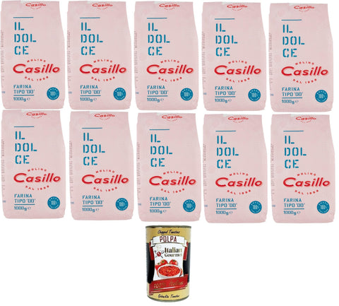 Casillo IL Dolce Farina di Grano Tenero Tipo 00 W 160 IL Dolce Weichweizenmehl Typ 00 W 160 10x1kg Original italienisch Zutat
