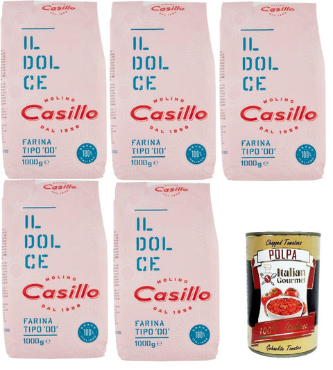 Casillo IL Dolce Farina di Grano Tenero Tipo 00 W 160 IL Dolce Weichweizenmehl Typ 00 W 160 5x1 kg italienisch Original