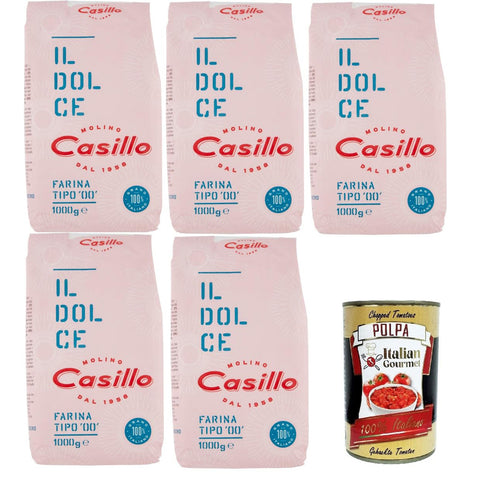 Casillo IL Dolce Farina di Grano Tenero Tipo 00 W 160 IL Dolce Weichweizenmehl Typ 00 W 160 5x1 kg italienisch Original