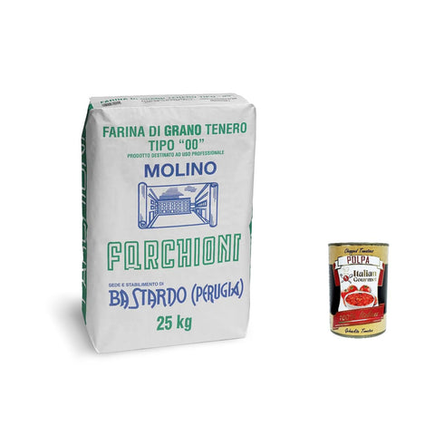 Farchioni Farina di grano tenero “00” nazionale Nationales Weichweizenmehl „00“ 25 kg italienisch Original + kostenlos polpa 400 g