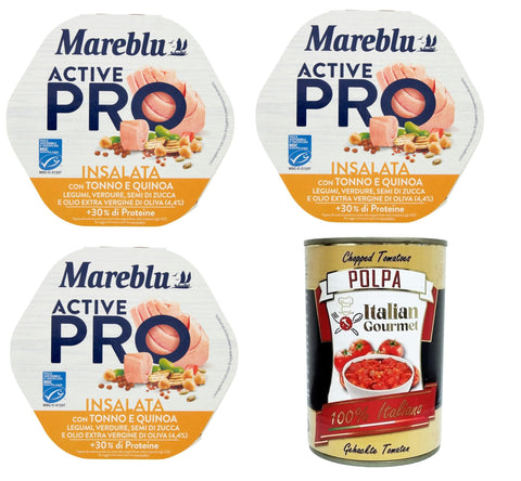 Mareblu Active Pro Insalata con Tonno e Quinoa Salat mit Thunfisch und Quinoa 3x220g Original italienisch Feinkost