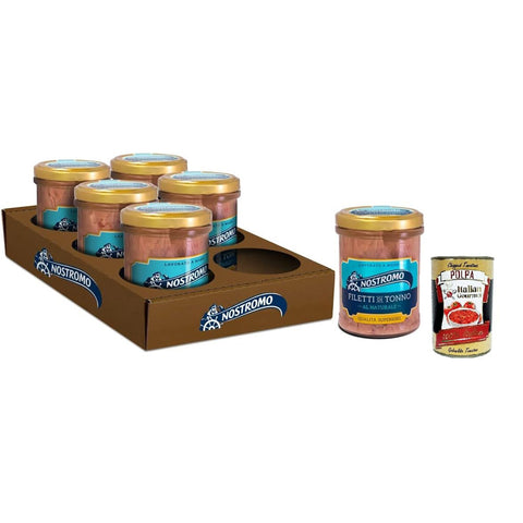 Nostromo natürliche Thunfischfilets, 6 Gläser von 180 gr. Überlegene Qualität, handgefertigt, Quelle von Omega 3 italienisch Original