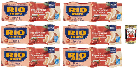 Italian Gourmet Thunfisch Rio Mare Thunfisch in Olivenöl mit Kalabresischer Chili, 12er Pack, 65g x 3 Dosen pro Packung, + Italian Gourmet polpa 400g