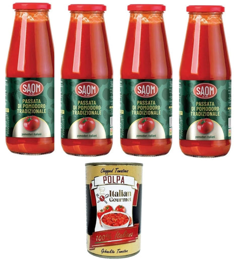 Saom Passata di Pomodoro Tradizionale Classica 680 gr in Vetro Traditional Classic Tomatenpüree 680 gr im Glas 4x680 gr italienisch Original