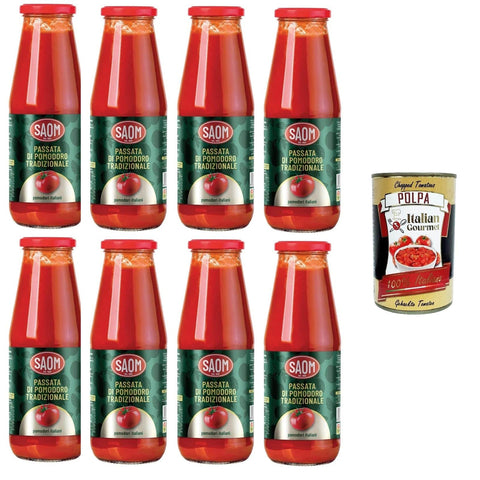 Saom Passata di Pomodoro Tradizionale Classica in Vetro Traditional Classic Tomatenpüree 680 g im Glas 8x680 g 680 g italienisch Original Pastasauce + kostenlos