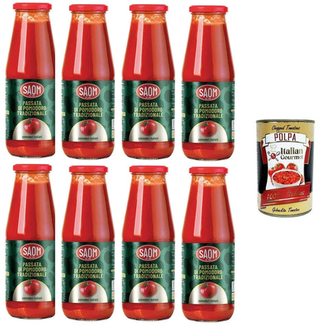 Italian Gourmet Tomatenmark Saom Passata di Pomodoro Tradizionale Classica 680gr in Vetro Traditional Classic Tomatenpüree 680gr im Glas 8x680gr+ Italian Gourmet polpa 400g 8032804040014