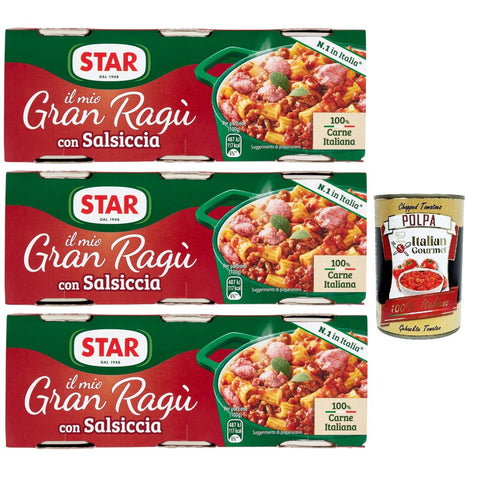 Il Mio Gran Ragù Star con Salsiccia tomatensauce sauce mit italienischer Wurst Tomatensuppe Pastasauce ( ) 3x100 g 3x italienisch Original + kostenlos polpa 400 g