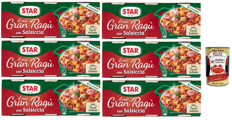 Italian Gourmet Tomatensauce Il Mio Gran Ragù Star con Salsiccia tomatensauce sauce mit italienischer Wurst Tomatensuppe Pastasauce 6x (3x100g) + Italian Gourmet polpa 400g 8032804040014