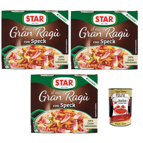 Star il mio Gran Ragù con geräucherter Schinken, mit 100% italienischem Fleisch 3x180g Original italienisch Sauce