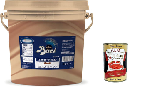 Italian Gourmet Tortencremes & Kuchenfüllungen Baci Perugina Professionale Crema Con Granella Di Nocciole Creme mit Haselnusskrümeln – 3 kg + Italian Gourmet polpa 400g 8000300399370