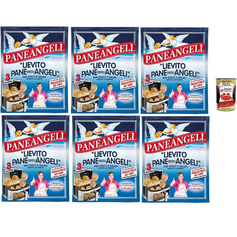 Paneangeli Lievito Pane degli Angeli per friggitrici ad aria, Hefe zum kurzen Kochen in der Luftbrand, Sofortiges Sauerteig, Glutenfrei und vegan, 6x 39 g italienisch Original