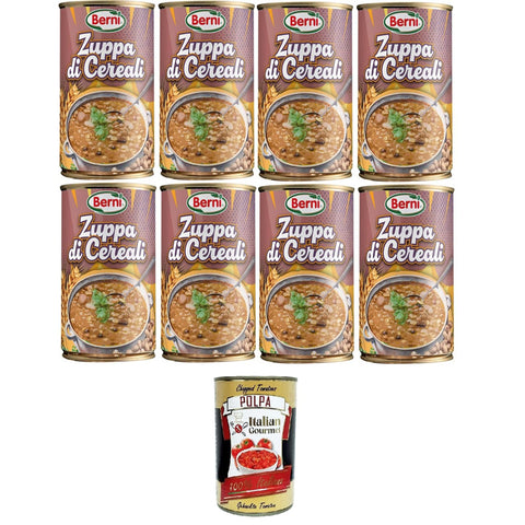 Berni Zuppa di Cereali Getreidesuppe 100% natürliche Getreidesuppe. Reich an Ballaststoffen 8x420g Original italienisch Tütensuppen