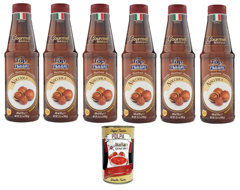 Fabbri Topping Gourment Sauce Nocciola Topping Gourmet-Sauce Haselnuss 6x950 g italienisch Original Pastasauce + gratis polpa 400 g