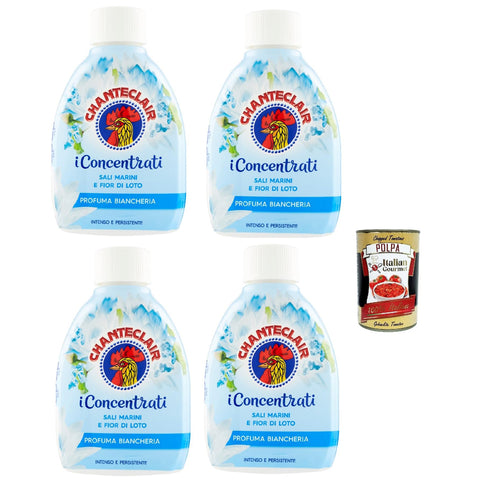 Chanteclair, I Concentrati, Profuma biancheria, Sali Marini e Fior di Loto, Duft Leinen, Meersalz und Lotusblume, für duftende Kleidung 4x220 ml & Italian