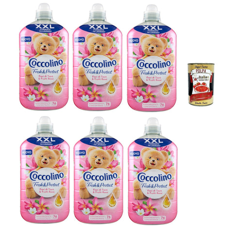 Coccolino Ammorbidente Concentrato Intense Care Convenience Format XXL Konzentrierter Weichspüler Tiare Blüten und Rote Früchte 76 Wäschen 6x 1750 ml italienisch Original