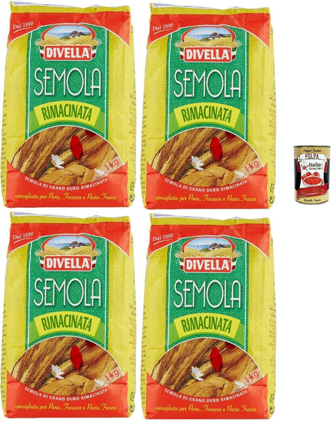 Italian Gourmet Weizen Divella Semola Rimacinata Hartweizenmehl für Pasta & Pizza 4x 1kg + Italian Gourmet polpa 400g 8032804040014
